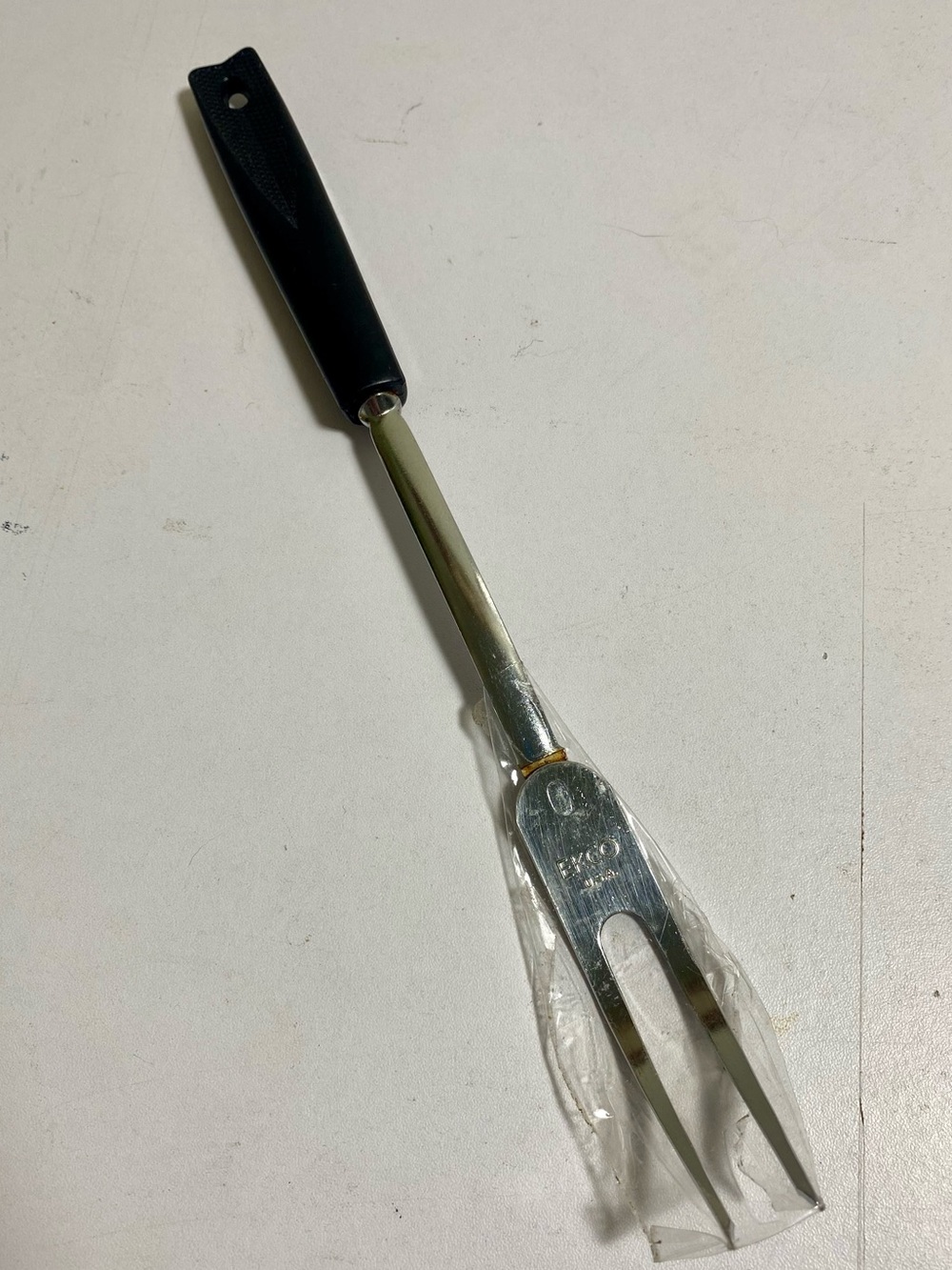Vintage EKCO USA 2-Prong Meat Carving Fork Black Handle 11.5”